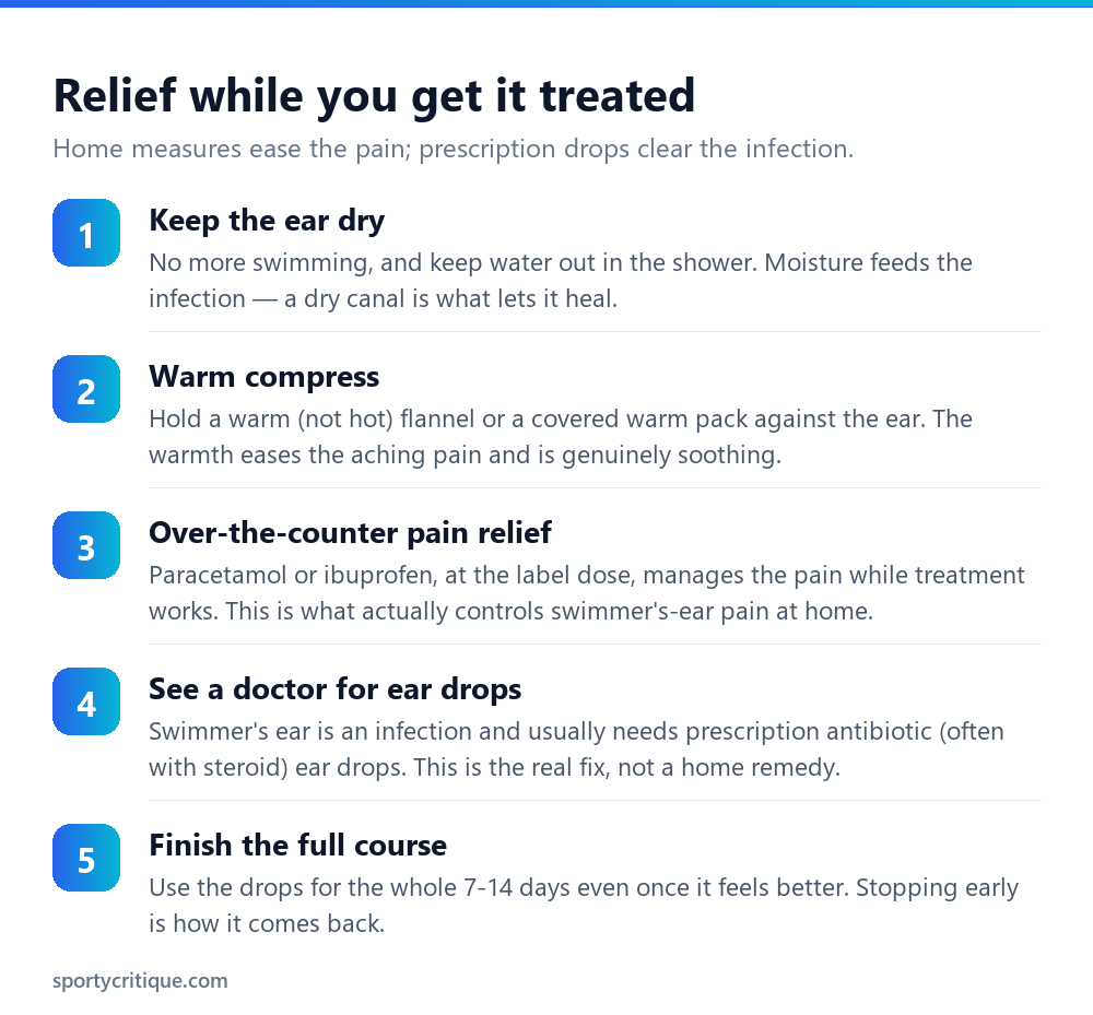 Five steps to relieve swimmer's ear pain while getting proper treatment