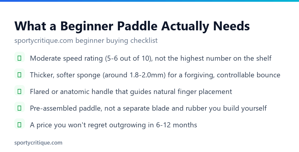 Checklist for choosing a beginner ping pong paddle