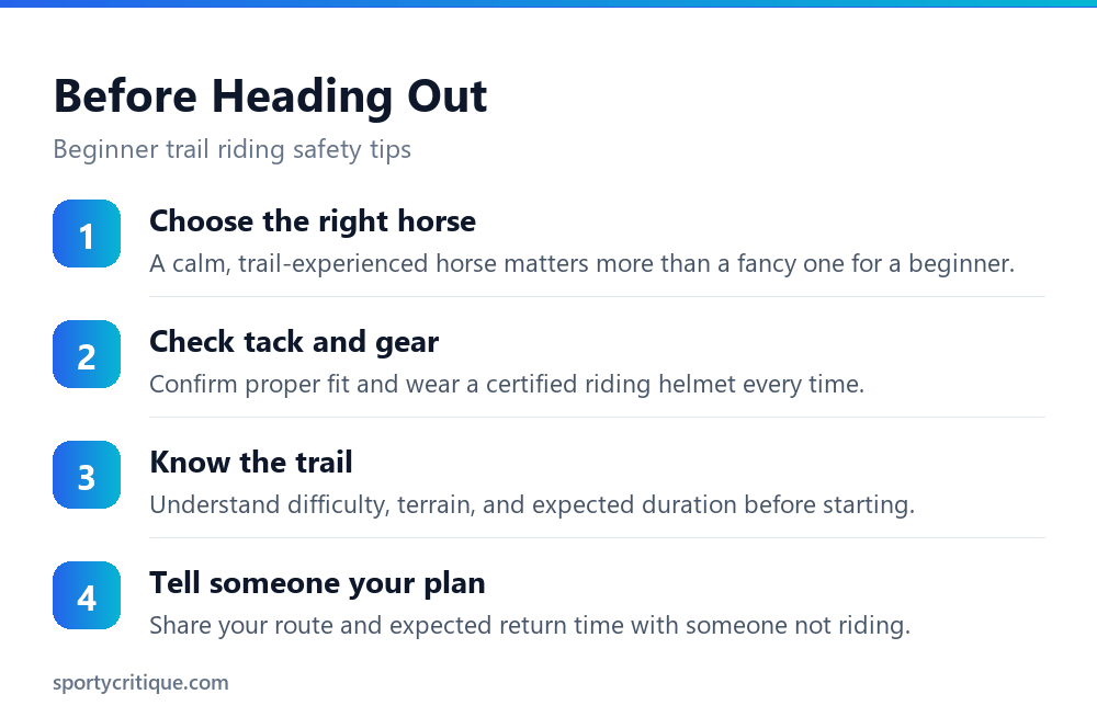 The safety steps to take before beginner trail riding