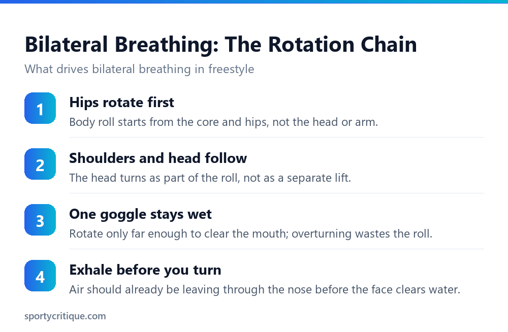 The rotation chain behind bilateral breathing in freestyle