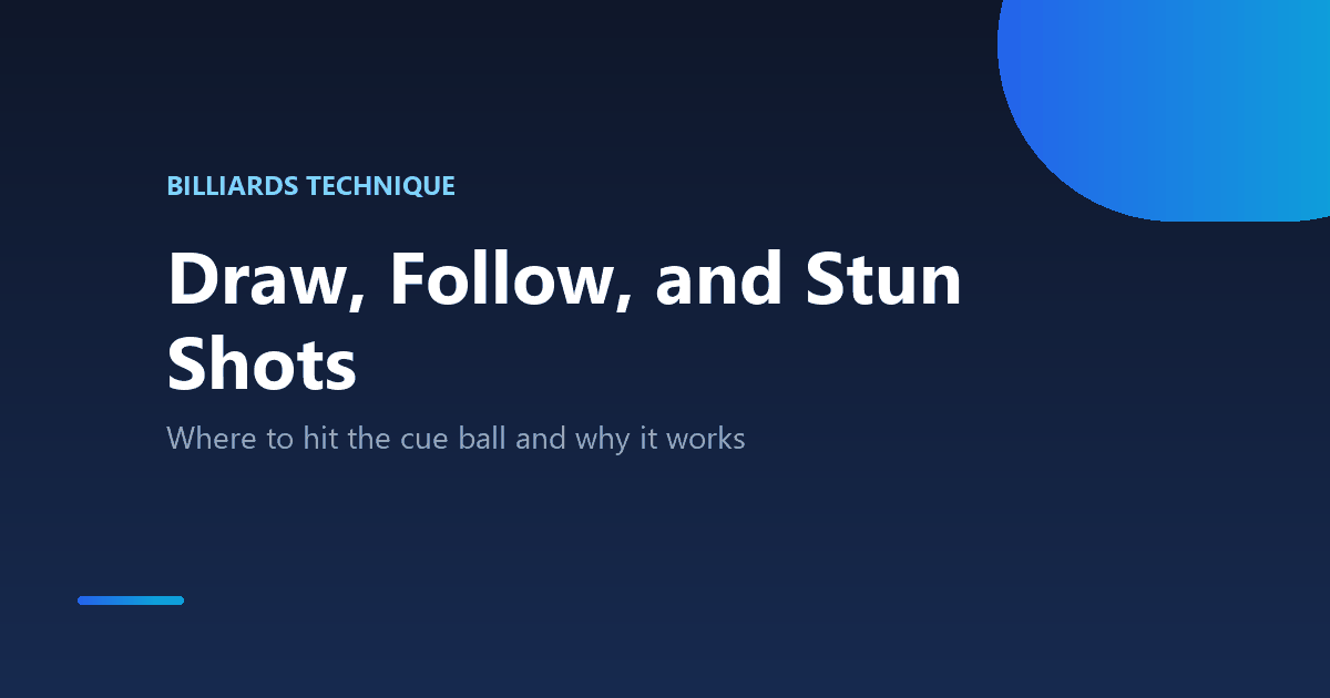 Draw follow and stun cue ball control shots explained