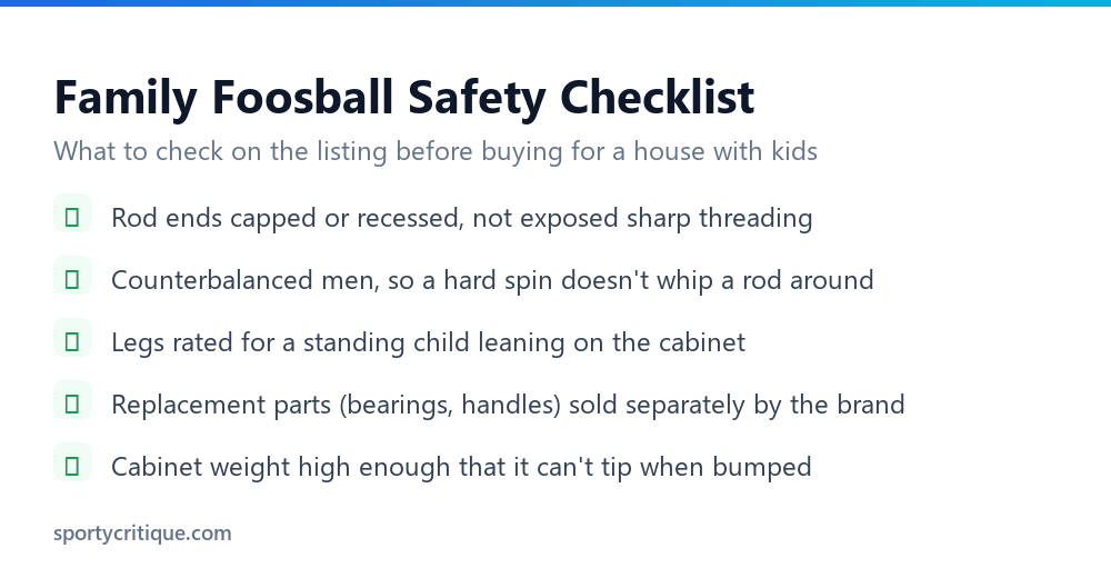 Safety checklist for choosing a family foosball table