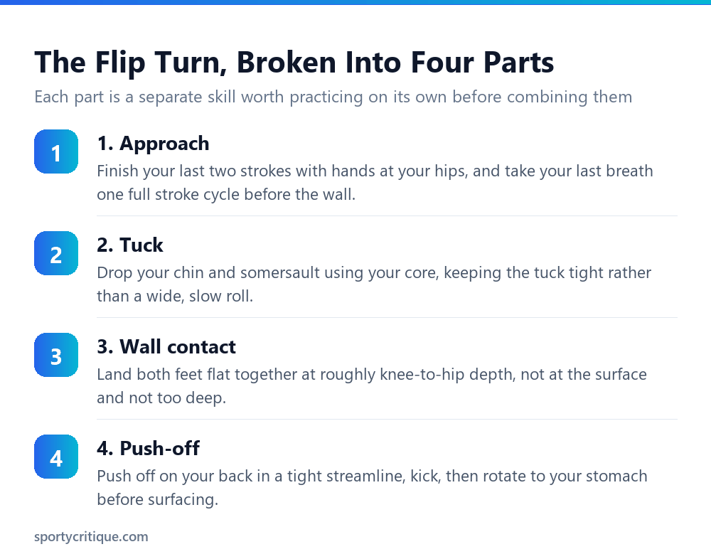 Four-part breakdown of a freestyle flip turn