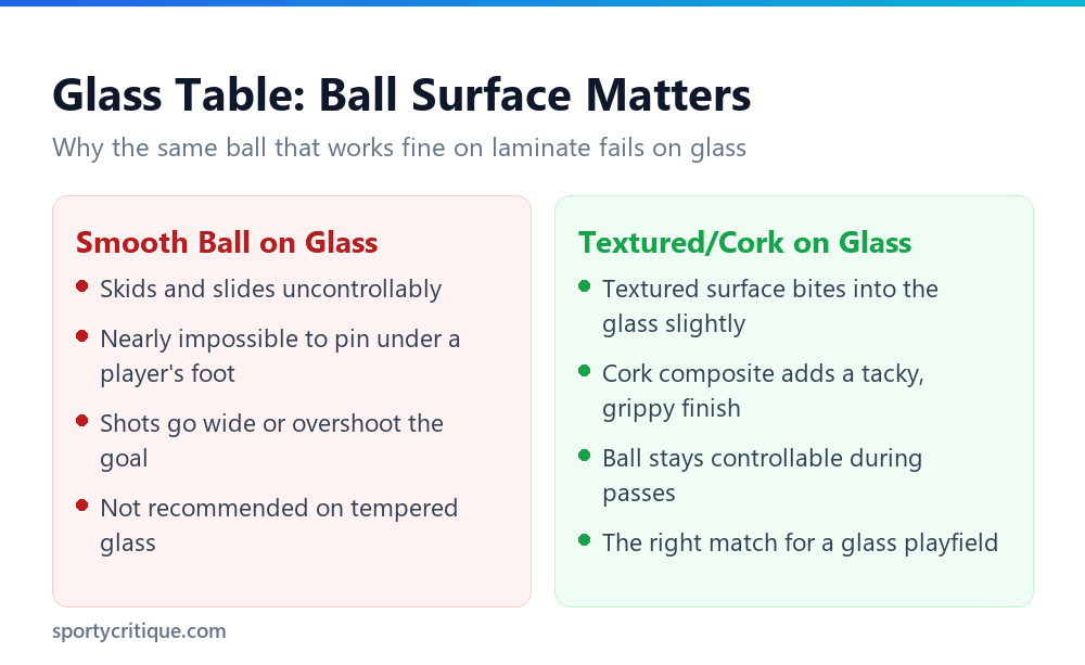 Why smooth balls fail on glass foosball tables and what to use instead
