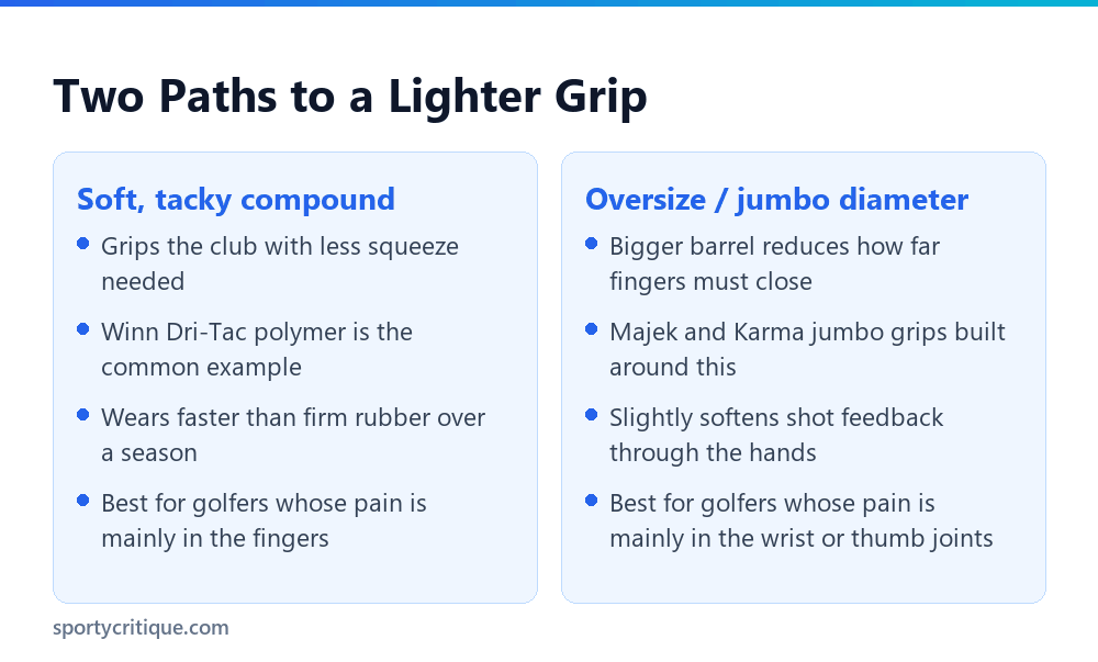 Soft tacky compound versus oversize diameter golf grips for arthritis
