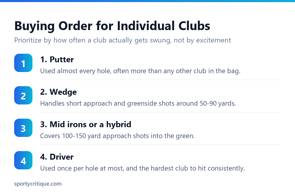 Recommended buying order for individual golf clubs for a beginner
