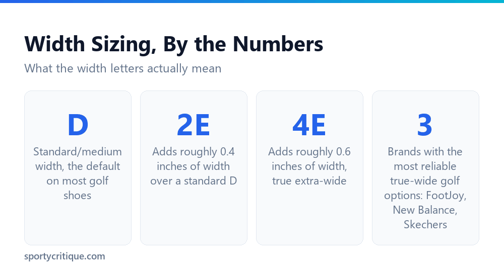 Golf shoe width sizing explained: D, 2E, and 4E