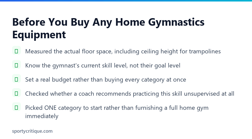 Checklist before buying home gymnastics equipment