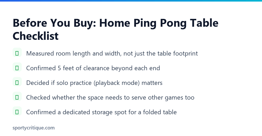 Home ping pong table buying checklist infographic