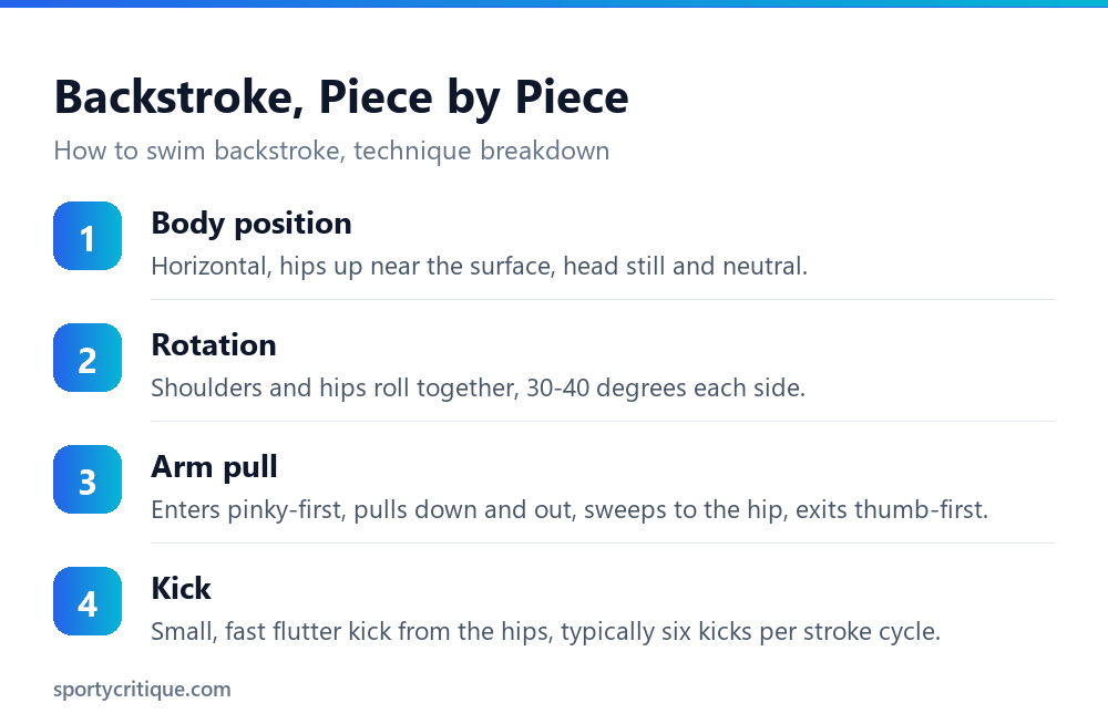 The four parts of backstroke technique
