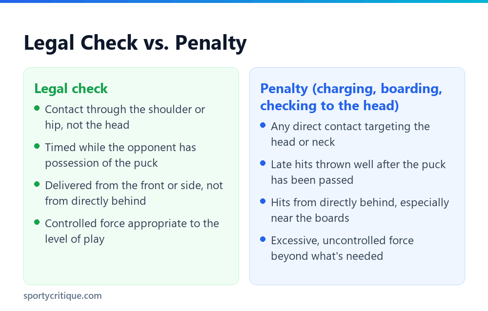 Comparison of a legal body check and a penalty in hockey