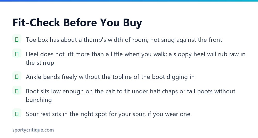 Five-point fit checklist for paddock boots
