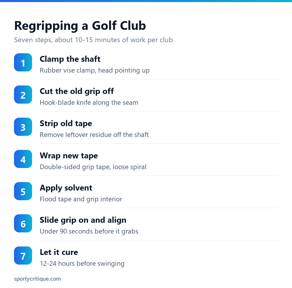 Step by step process for regripping a golf club