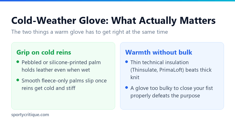 Grip versus warmth tradeoffs in cold-weather riding gloves