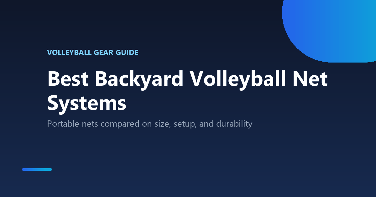 Portable backyard volleyball net system set up on grass