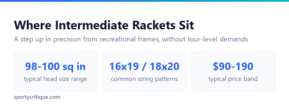 Typical specs for intermediate tennis rackets