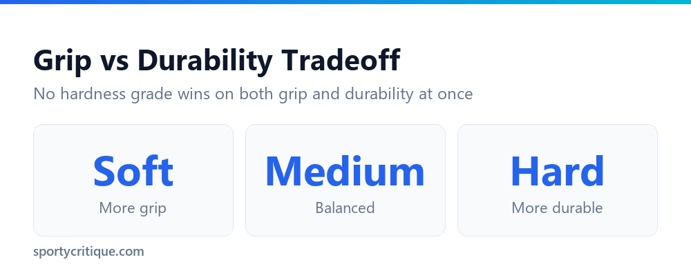 Grip versus durability tradeoff across soft, medium, and hard cue tips