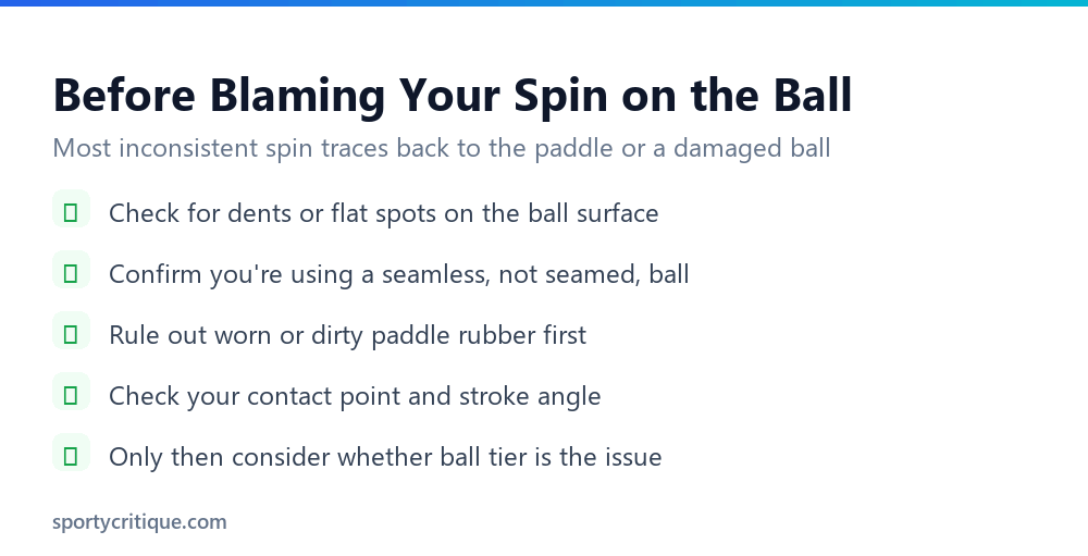 Checklist for troubleshooting inconsistent spin