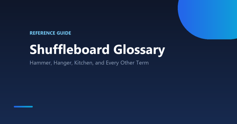 Shuffleboard glossary: hammer, hanger, kitchen, and other terms
