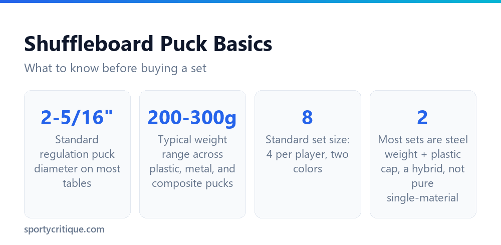 Key facts about shuffleboard puck size, weight, and construction