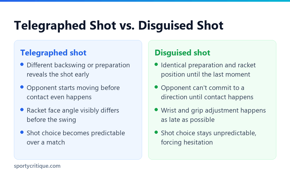 Comparison of a telegraphed badminton shot and a disguised badminton shot