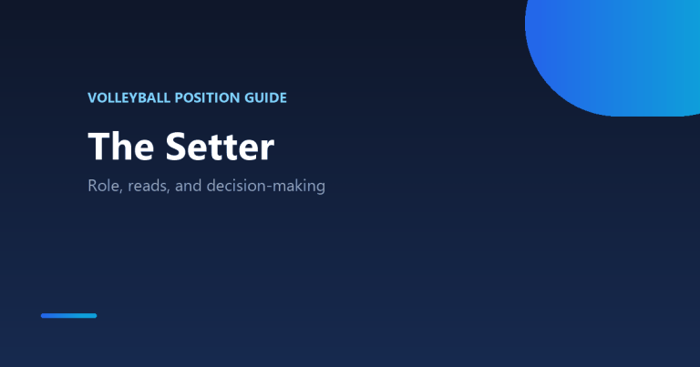 Volleyball setter delivering a set to an outside hitter