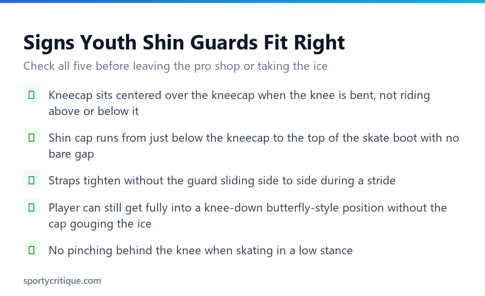 Five-point fit checklist for youth hockey shin guards